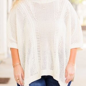 Chicsoul Chill Out Top in Ivory poncho sweater for layering NWT sz 2X